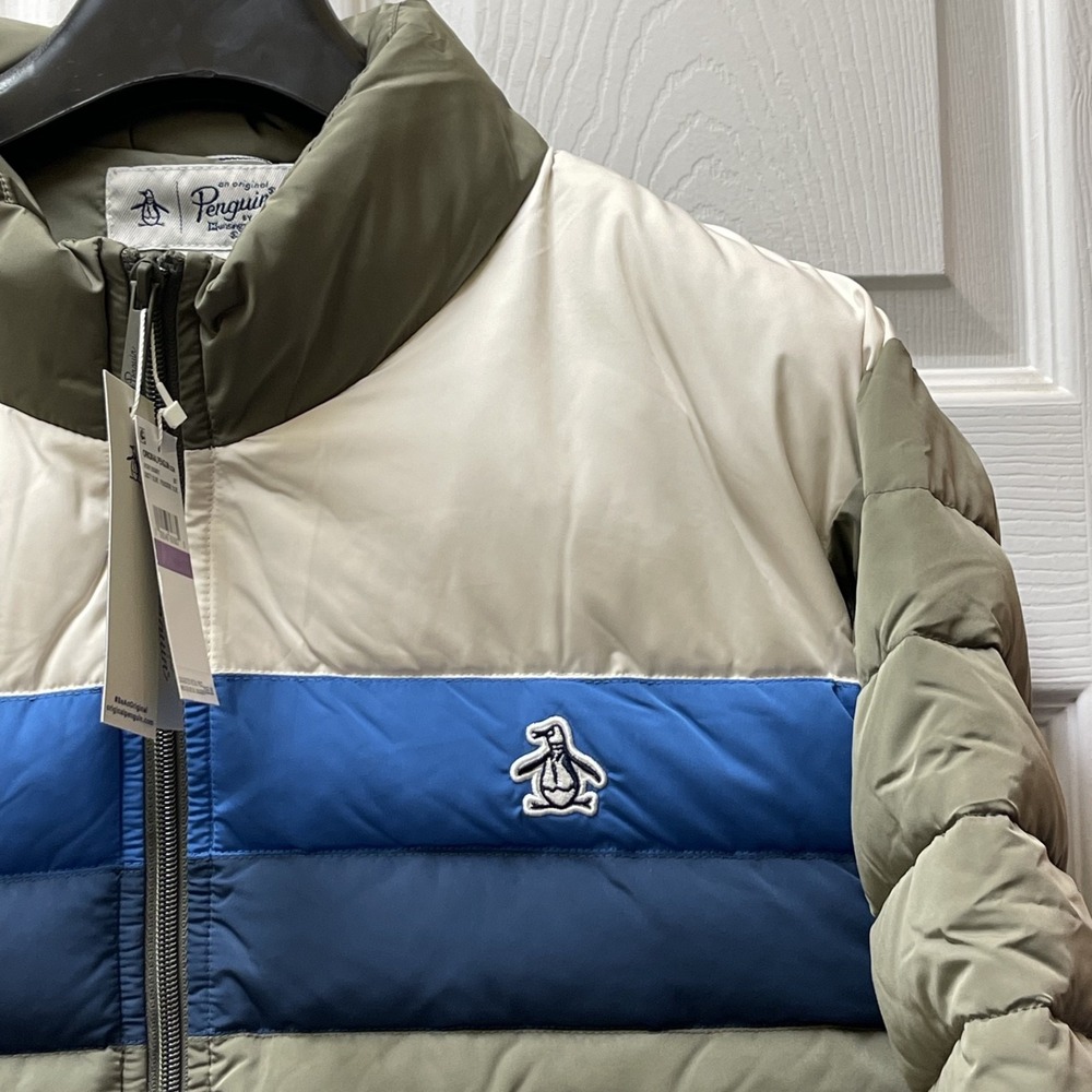 Original Penguin by Munsingwear Men's SizeXXL Dusty Olive Full Zip Puffer Jacket